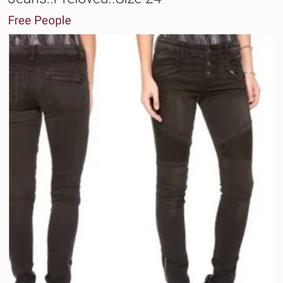 Free People Grey Moto Skinny Jeans 26 - Picture 2 of 10